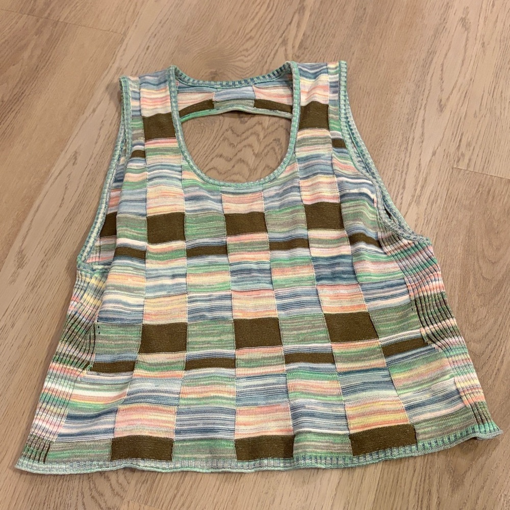 Pastel Multicolor Striped Knit Tank Top - Scoop Neck